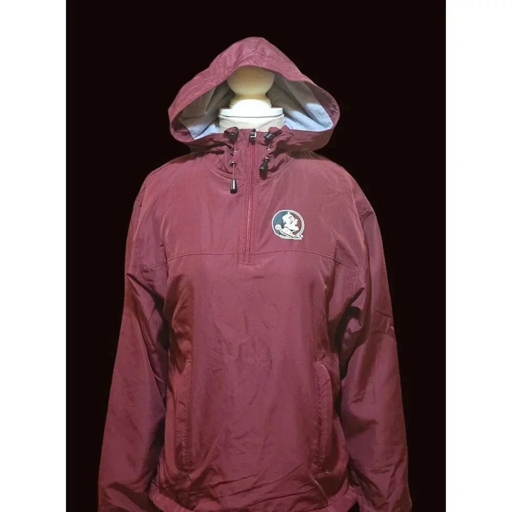 FSU Champion Florida State Seminoles Hooded Pullover 1/4 Zip Lined Windbreaker